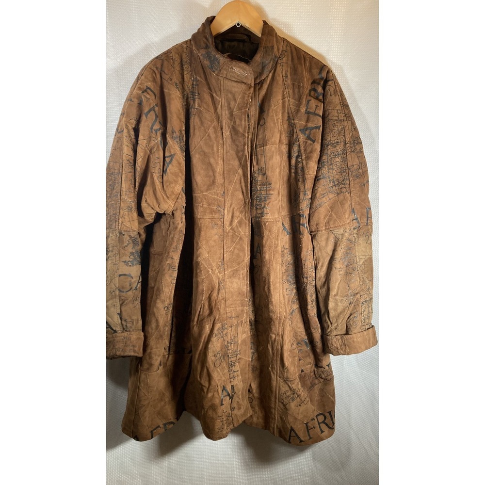 Vintage The African Star Oversized Leather Coat | 1590 Topography Maps